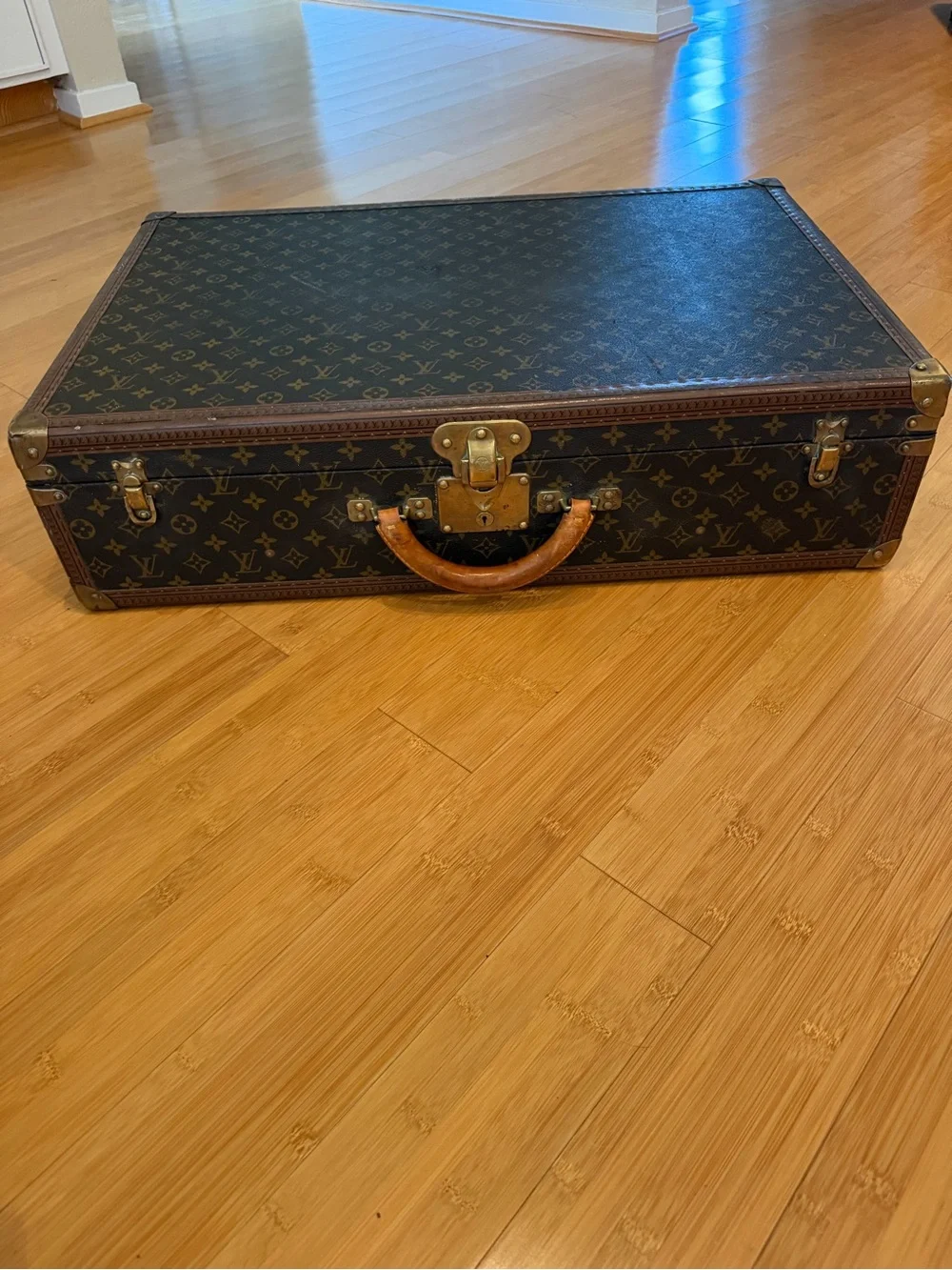 Louis Vuitton Bisten 70 Monogram Canvas Travel Trunk in Dark Brown and Tan